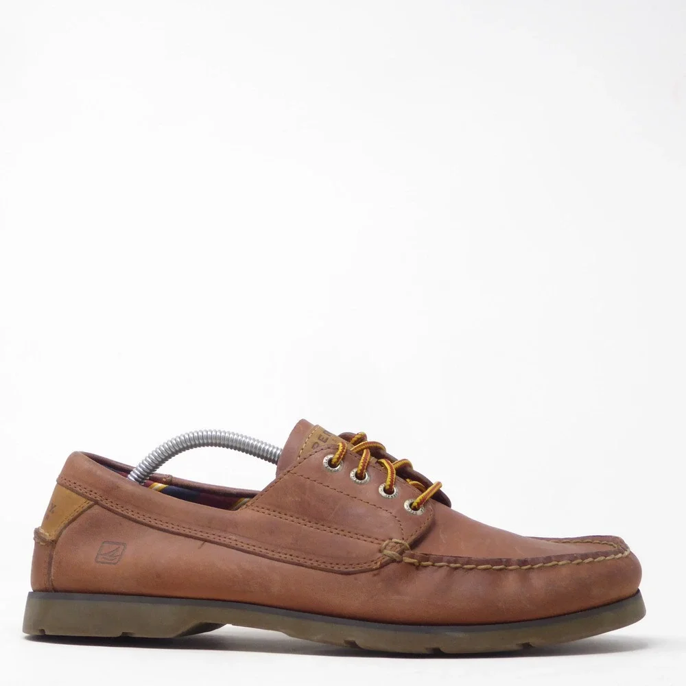 Sperry Mens 4 Eye Boat Shoes Brown Leather Lace Up 11.5M 0538707